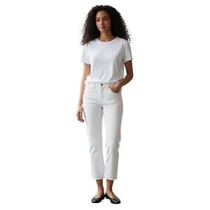 Eileen Fisher Women White Straight Cropped Jeans Size XL - NWT MSRP $188